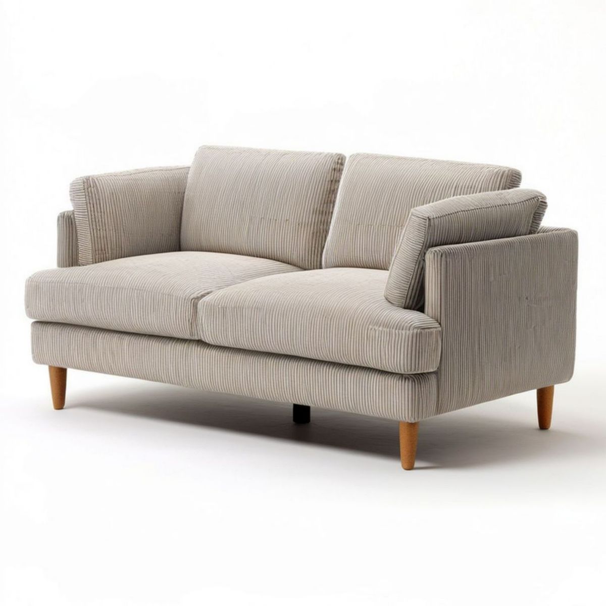 Beiges 2-Sitzer-Sofa aus Cord, 170 x 90 x 85 cm, mit Massivholzfüssen