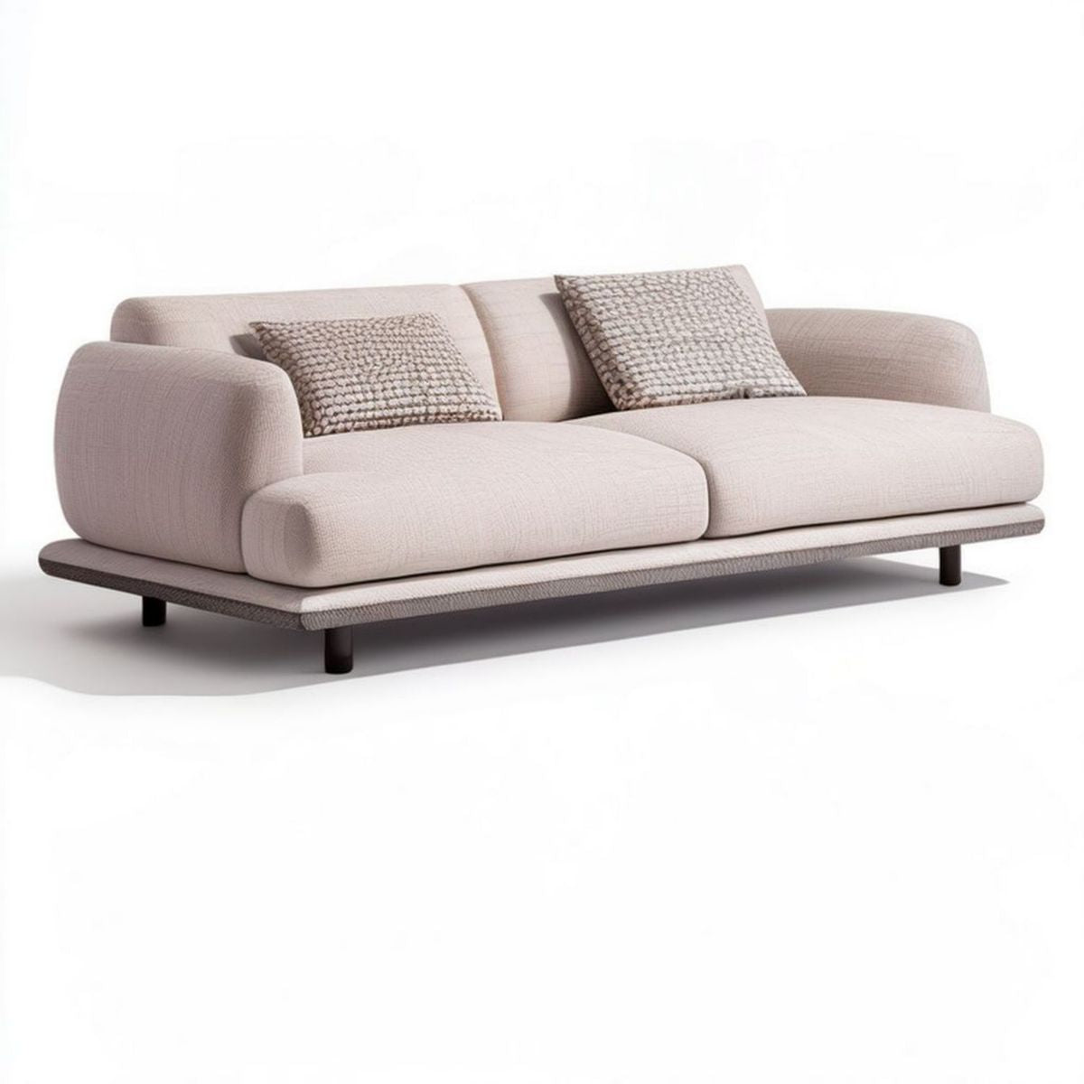 2-Sitzer-Sofa 220 x 95 x 78 cm in Beige mit Zierkissen