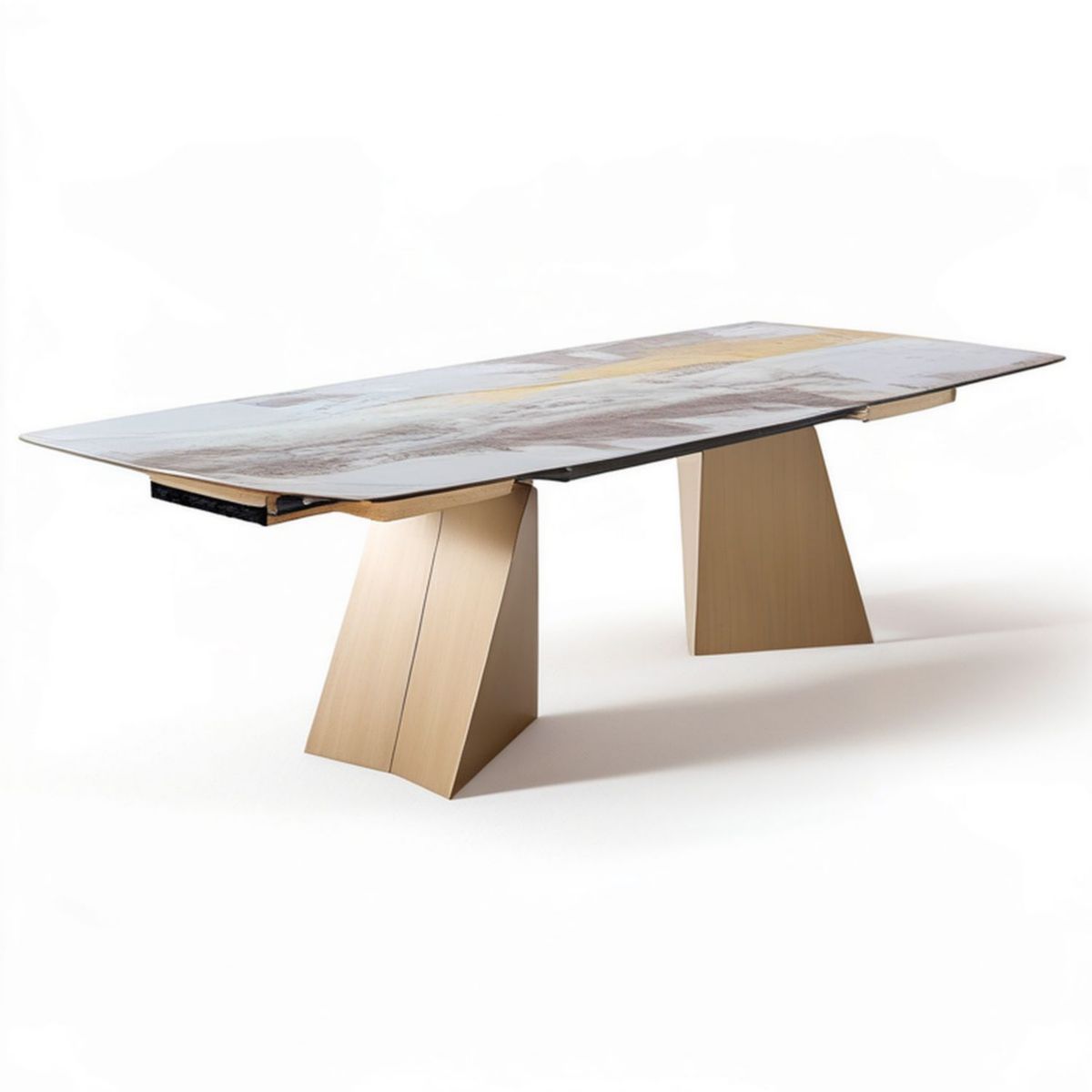 Ausziehbarer Esstisch 160–200 x 90 x 76 cm Weiss/Grau/Natur/Schwarz, rechteckig, MDF