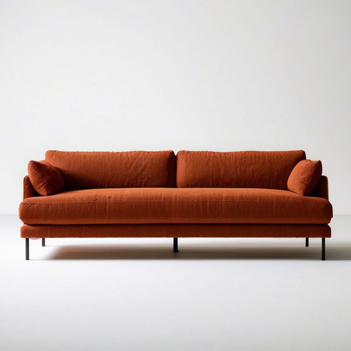 3-Sitzer-Sofa 220 x 95 x 85 cm Rostrot mit Polyesterbezug und Stahlfüssen