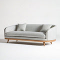 3-Sitzer Sofa 200 x 90 x 78 cm in Hellgrau mit Naturholzgestell