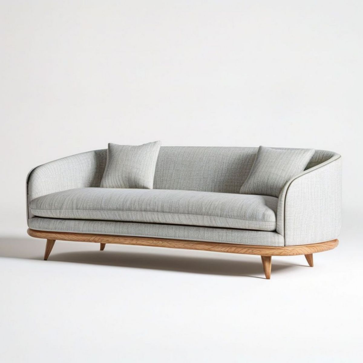 3-Sitzer Sofa 200 x 90 x 78 cm in Hellgrau mit Naturholzgestell