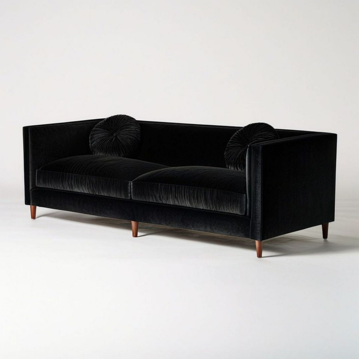 3-Sitzer-Sofa 220 x 90 x 80 cm Schwarz mit Polyestersamt und Massivholzfüssen