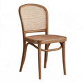 Esszimmerstuhl aus Eschenholz und Rattan, Braun/Naturbeige, 46 x 52 x 89 cm
