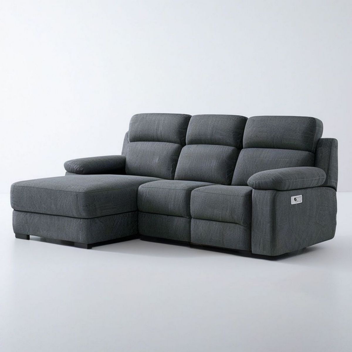 Elektrisches 3-Sitzer-Ecksofa mit linker Recamiere, Anthrazit, 270 x 165 x 100 cm