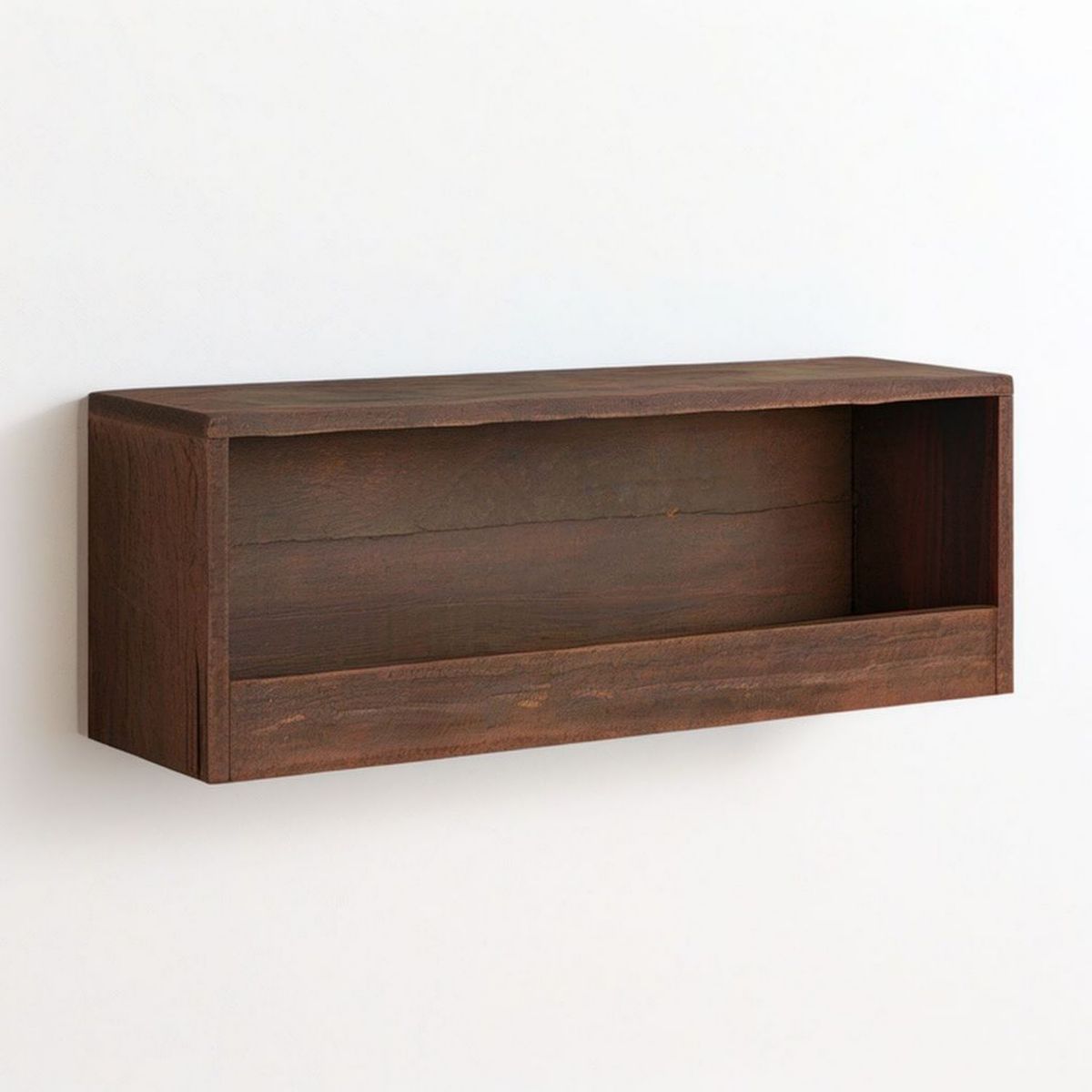Rechteckiges Wandregal aus Massivholz, Dunkelbraun, 60 x 25 x 25 cm