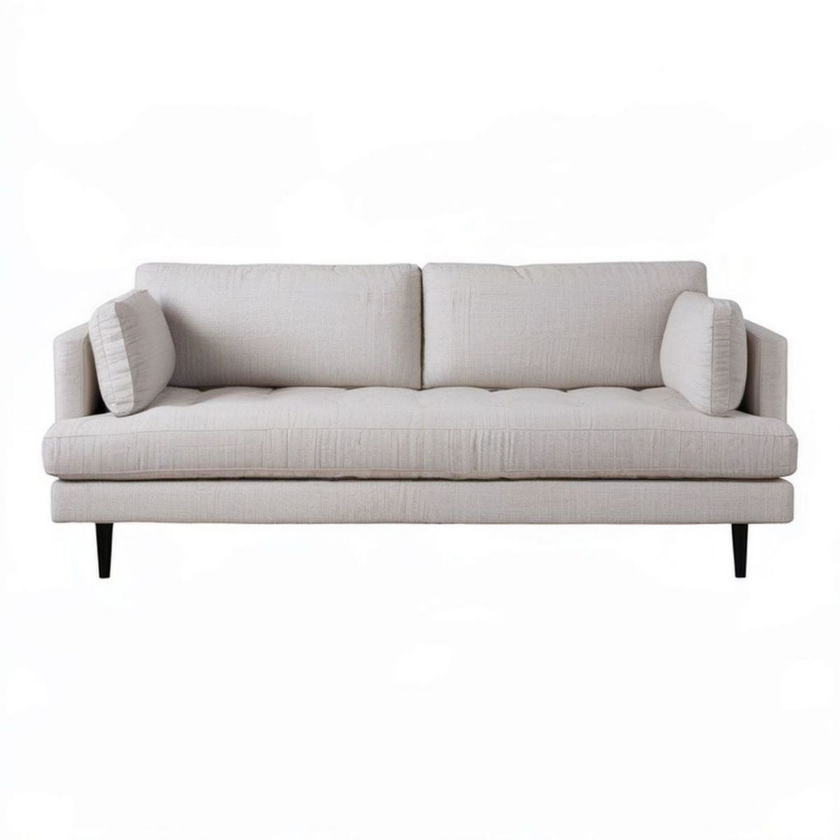 3-Sitzer-Sofa 220 x 90 x 82 cm Beige mit Polyesterbezug und schwarzen Buchenholzbeinen