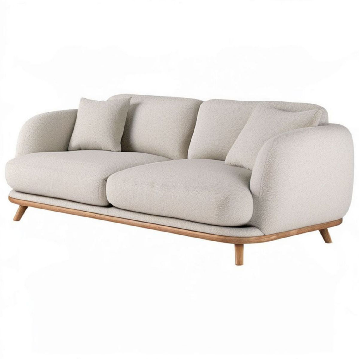 3-Sitzer-Sofa 220 x 95 x 80 cm Creme mit Polyesterbezug und Massivholzfüssen