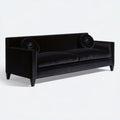2-Sitzer-Sofa 210 x 90 x 84 cm Schwarz mit Samtbezug und Rundkissen