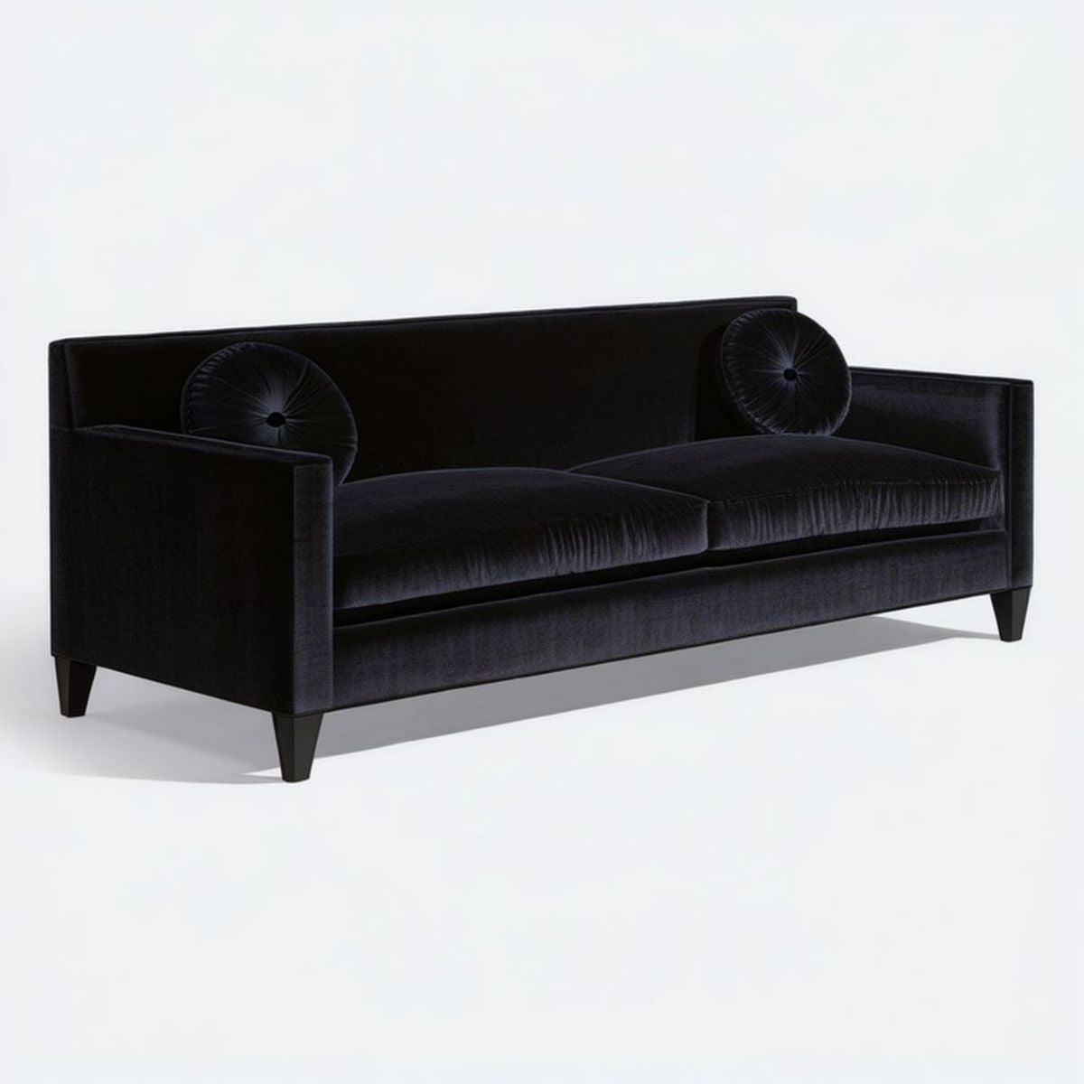 2-Sitzer-Sofa 210 x 90 x 84 cm Schwarz mit Samtbezug und Rundkissen