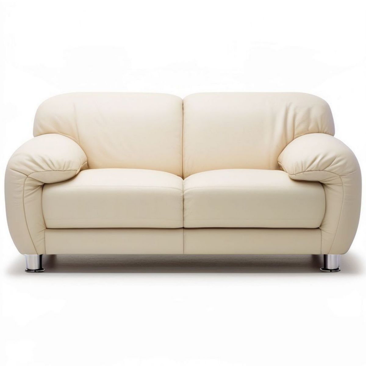 2-Sitzer Sofa aus PU-Kunstleder in Creme, 170 x 90 x 88 cm